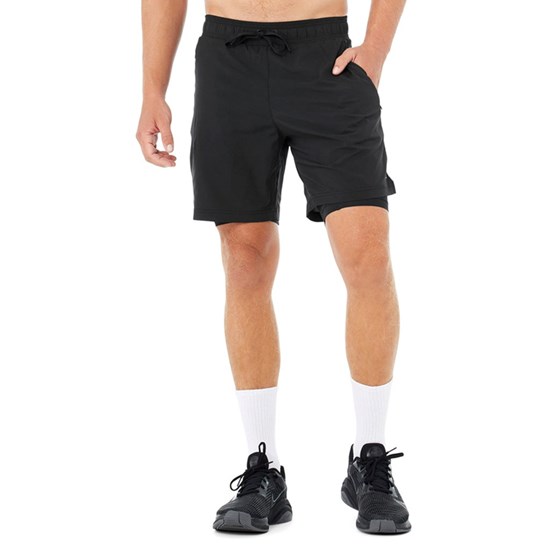 Bermudas Alo Yoga 7" Unity 2-In-1 Hombre Negros | VSTG38459