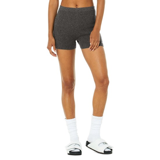 Bermudas Alo Yoga Cashmere Ribbed Staycation Corta Mujer Grises | WEJS83725