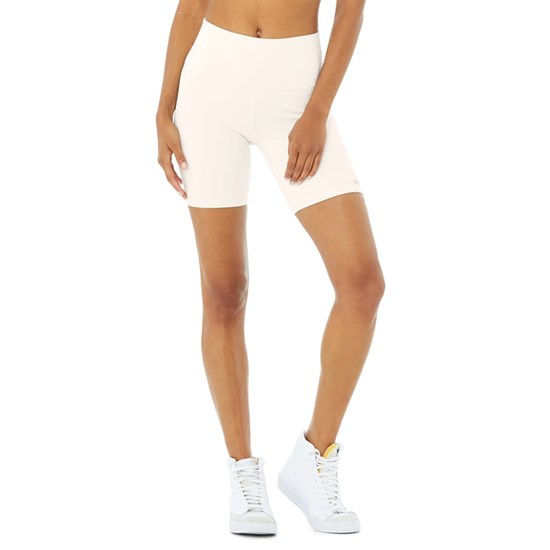 Bermudas Alo Yoga High-Cintura Ciclismo Corta Mujer Blancos | EQLA08675