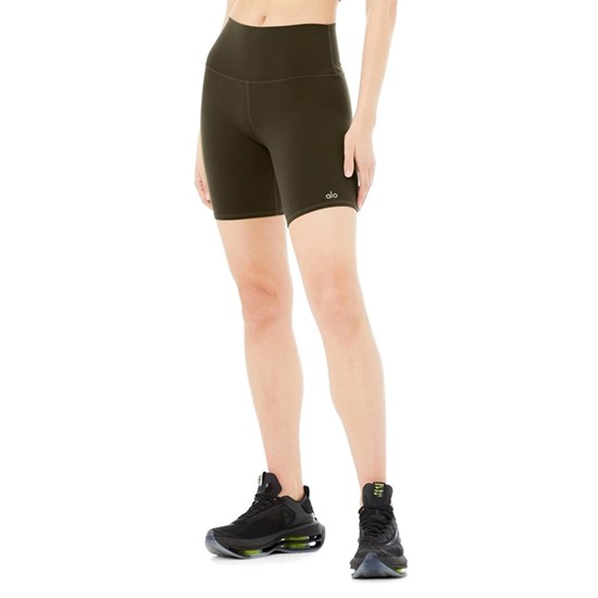 Bermudas Alo Yoga High-Cintura Ciclismo Corta Mujer Verdes | KQXA30147