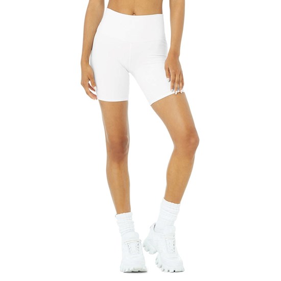 Bermudas Alo Yoga High-Cintura Ciclismo Corta Mujer Blancos | WZOS72985