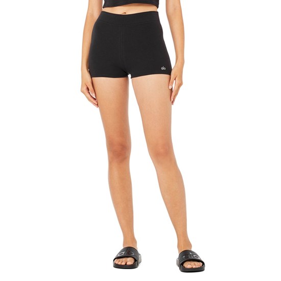 Bermudas Alo Yoga Micro Waffle Pleasant Boyshort Mujer Negros | ZMCP35497