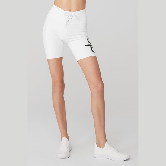Bermudas Alo Yoga Yogi Encaje Up Corta Mujer Blancos | UWAM23458