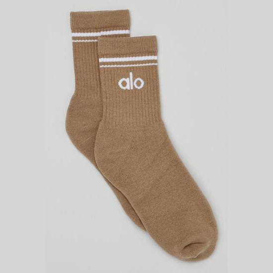 Calcetines Alo Yoga Unisex Half-Crew Throwback Mujer Beige | AIYH91658