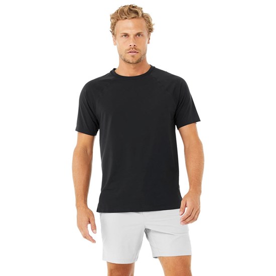 Camiseta Alo Yoga Idol Performance Corta Sleeves Hombre Negros | CSTY05694