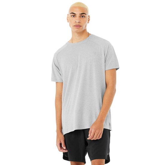 Camiseta Alo Yoga The Triumph Crew Neck Corta Sleeves Hombre Grises | FDZL96704