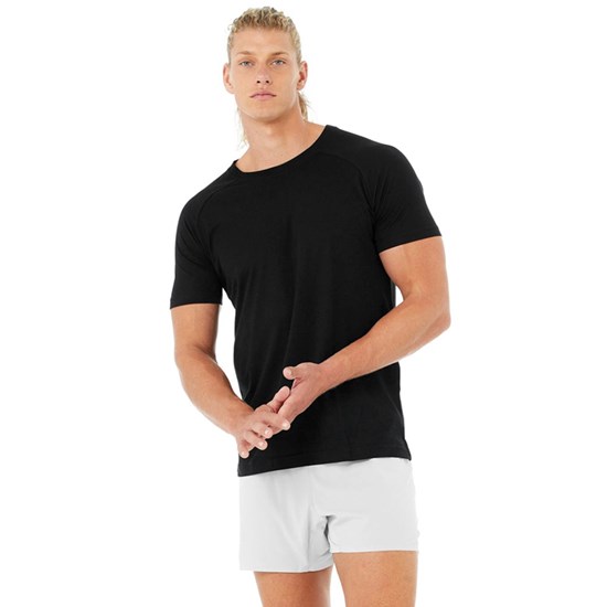 Camiseta Alo Yoga Triumph Crew Neck Corta Sleeves Hombre Negros | MPSU29345