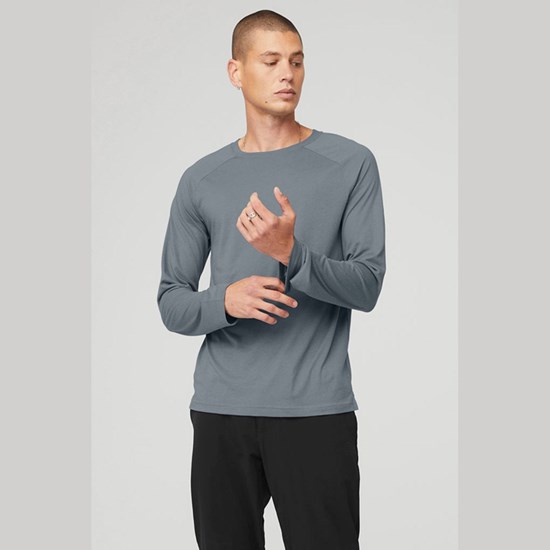 Camiseta Alo Yoga Triumph Long Sleeve Hombre Azules | CSXY78209