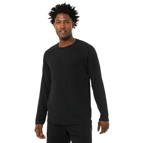 Camiseta Alo Yoga Triumph Long Sleeve Hombre Negros | SFUO13875