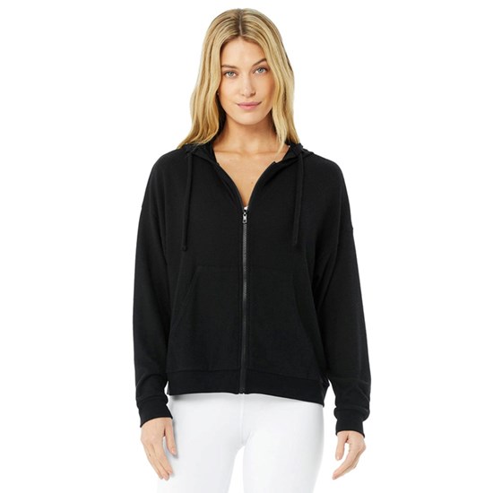 Chaquetas Alo Yoga Alolux Soho Full Zip Mujer Negros | YONM38021
