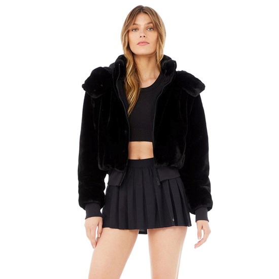 Chaquetas Alo Yoga Faux Fur Foxy Mujer Negros | NOFT31246