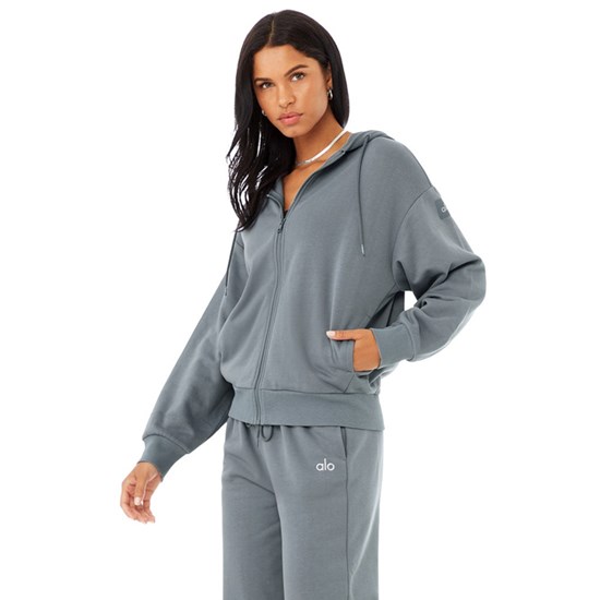 Chaquetas Alo Yoga Hype Full Zip Mujer Azules | XNTZ90312