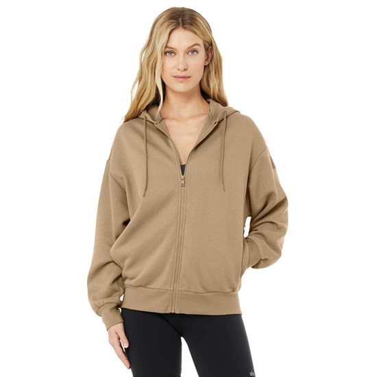 Chaquetas Alo Yoga Hype Full Zip Mujer Beige | BJCZ18704