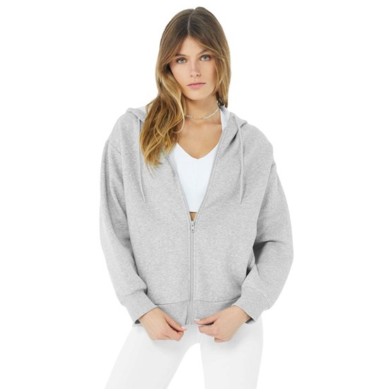 Chaquetas Alo Yoga Hype Full Zip Mujer Grises | HNCA56284