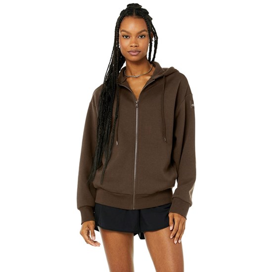 Chaquetas Alo Yoga Hype Full Zip Mujer Marrom | EKAB35471