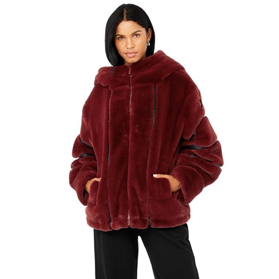 Chaquetas Alo Yoga Knock Out Faux Fur Mujer Rojos | AEDB59418
