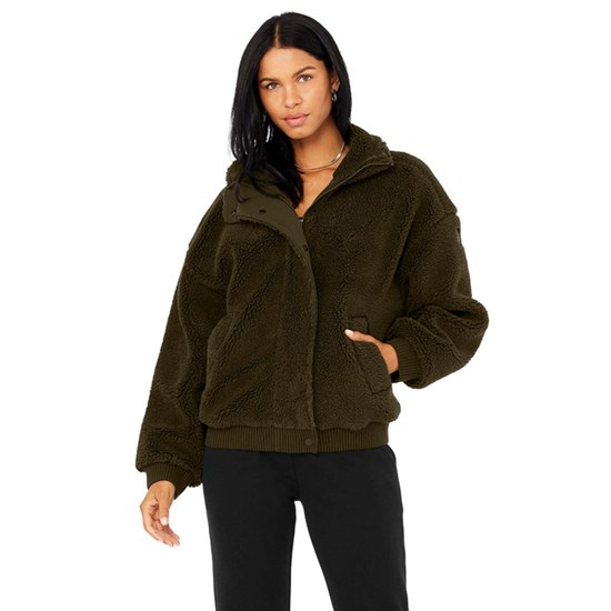 Chaquetas Alo Yoga Sherpa Varsity Mujer Verdes | GPBW74608