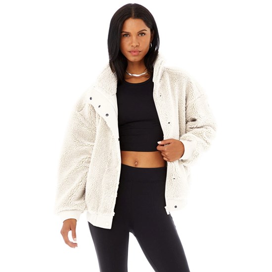 Chaquetas Alo Yoga Sherpa Varsity Mujer Blancos | JALY70842