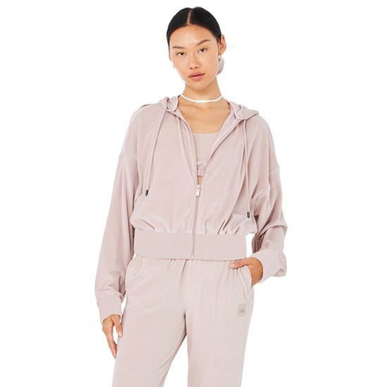 Chaquetas Alo Yoga Velour Glimmer Full Zip Mujer Rosas | SXTV70985