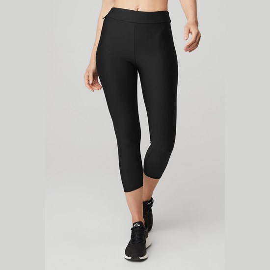 Leggins Alo Yoga Airlift High-Cintura Conceal-Zip Capri Mujer Negros | ITFR24785