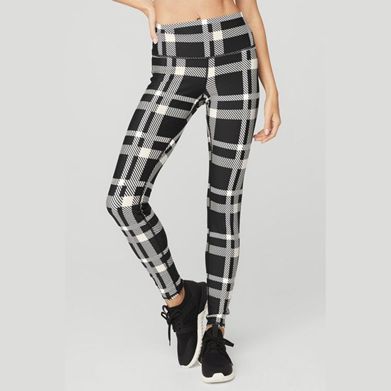 Leggins Alo Yoga Airlift High-Cintura Magnified Plaid Mujer Negros | NBKJ49675