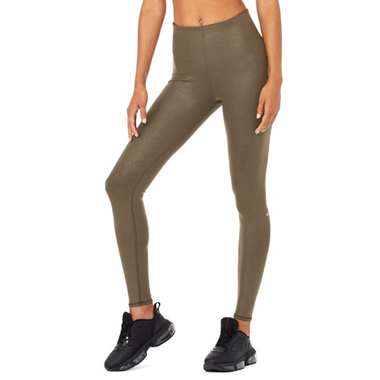 Leggins Alo Yoga Faux Cuero Airbrush High-Cintura Mujer Marrom | PQLF75683