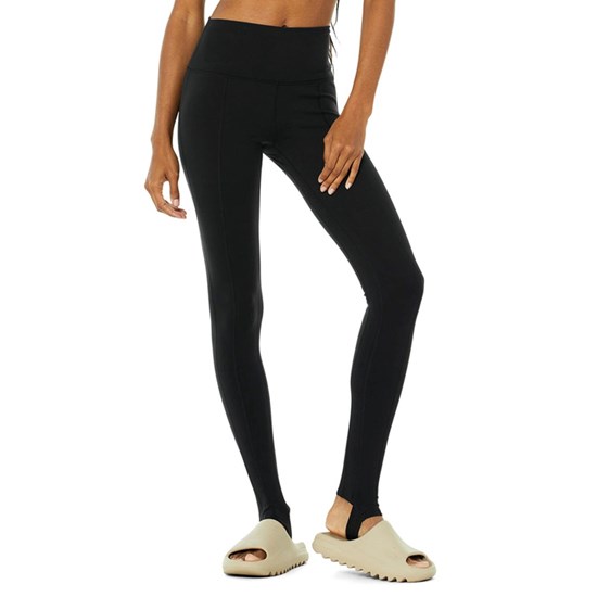 Leggins Alo Yoga High-Cintura Invierno Warmth Plush Stirrup Mujer Negros | PAKQ89465
