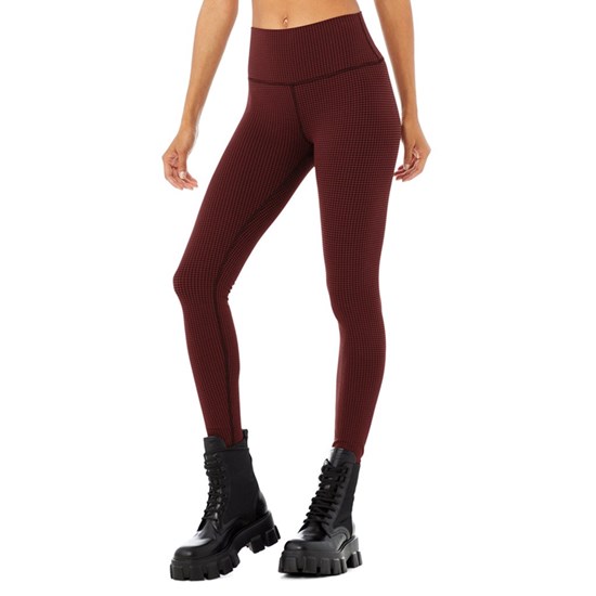 Leggins Alo Yoga High-Cintura Micro Houndstooth Mujer Rojos | SVJH45931