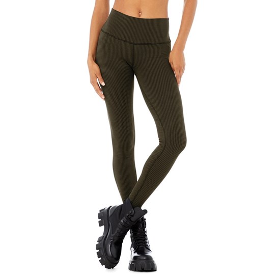 Leggins Alo Yoga High-Cintura Micro Houndstooth Mujer Verdes | TDXV31089