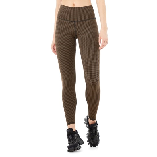 Leggins Alo Yoga High-Cintura Micro Houndstooth Mujer Marrom | TESI31950