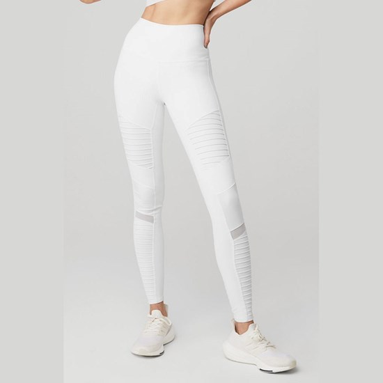Leggins Alo Yoga High-Cintura Moto Mujer Blancos | BVLK75234