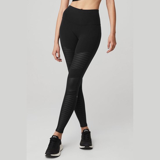 Leggins Alo Yoga High-Cintura Moto Mujer Negros | EMTD58790