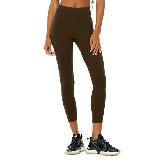 Leggins Alo Yoga Ribbed High-Cintura 7/8 Blissful Mujer Marrom | QHSW42578