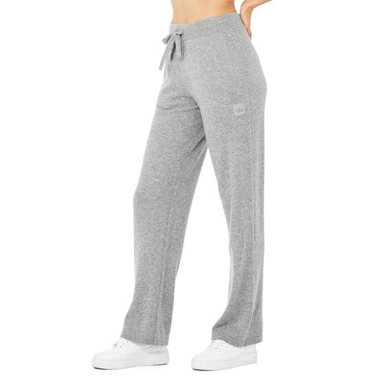 Pantalones Alo Yoga Cashmere High-Cintura Jet Set Anchos Leg Mujer Grises | UIFM21983