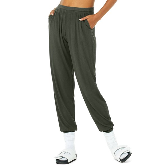 Pantalones Alo Yoga High-Cintura Ribbed Whisper Mujer Verdes | GDHZ25748