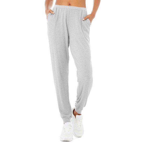 Pantalones Alo Yoga High-Cintura Ribbed Whisper Mujer Grises | GWHS93217