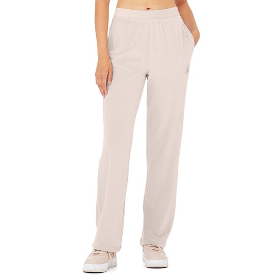 Pantalones Alo Yoga Velour High-Cintura Glimmer Anchos Leg Mujer Rosas | TYMU70248