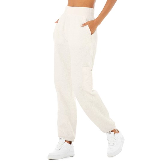 Pantalones Deportivos Alo Yoga Micro Sherpa High-Cintura Solstice Mujer Blancos | PJSN52480