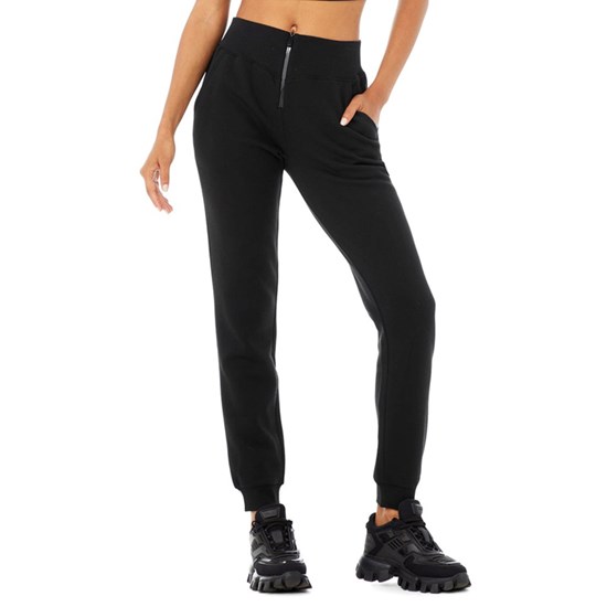 Pantalones Deportivos Alo Yoga Slick Zip Front Mujer Negros | KXEQ81462