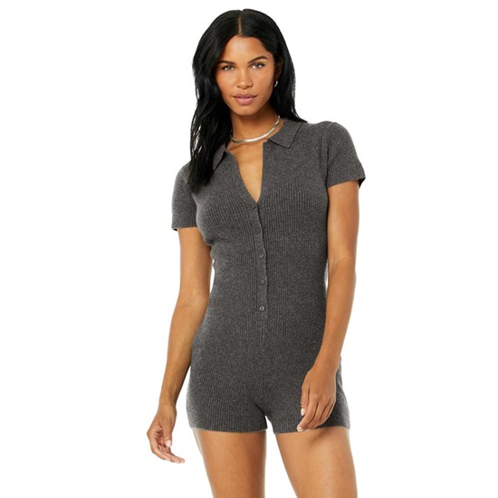 Playsuit Alo Yoga Cashmere Ribbed Staycation Playsuit Mujer Grises | TLBV21967