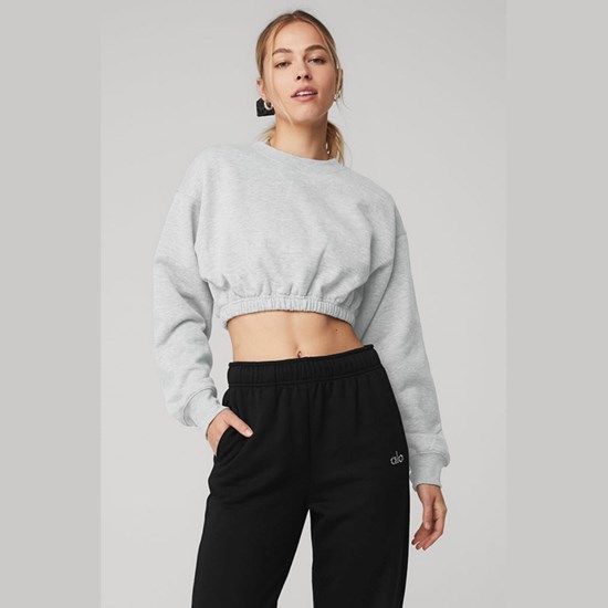 Pullover Alo Yoga Devotion Crew Neck Mujer Grises | CQGN65840