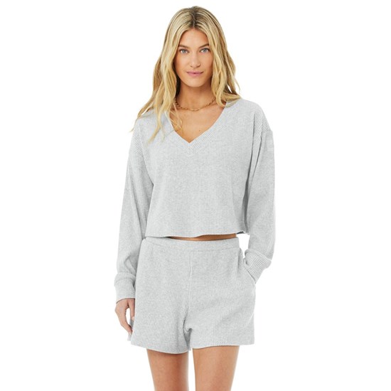 Pullover Alo Yoga Muse V-Neck Mujer Grises | DSJT73982