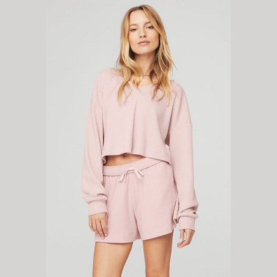 Pullover Alo Yoga Muse V-Neck Mujer Rosas | DKVW17624
