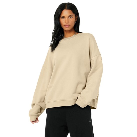Pullover Alo Yoga Renown Crew Neck Mujer Beige | SMOE13560