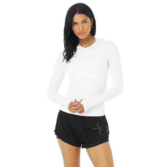 Ropa Alo Yoga Alosoft Encapuchado Runner Long Sleeve Mujer Blancos | AQIU32147