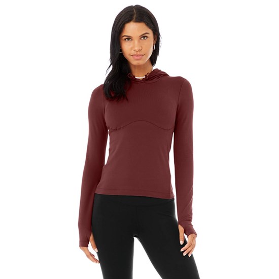 Ropa Alo Yoga Alosoft Encapuchado Runner Long Sleeve Mujer Rojos | TCRA31657