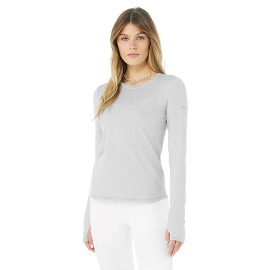 Ropa Alo Yoga Alosoft Finesse Long Sleeve Mujer Grises | UODE67095