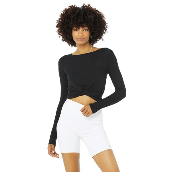 Ropa Alo Yoga Cover Long Sleeve Mujer Negros | HBJR64371
