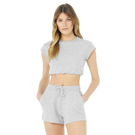 Ropa Alo Yoga Dreamy Crop Corta Sleeve Mujer Grises | GMJD98167