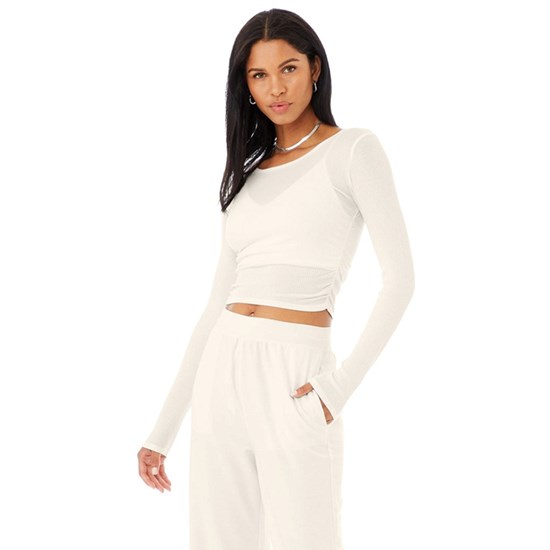 Ropa Alo Yoga Gather Long Sleeve Mujer Blancos | OCHA73562